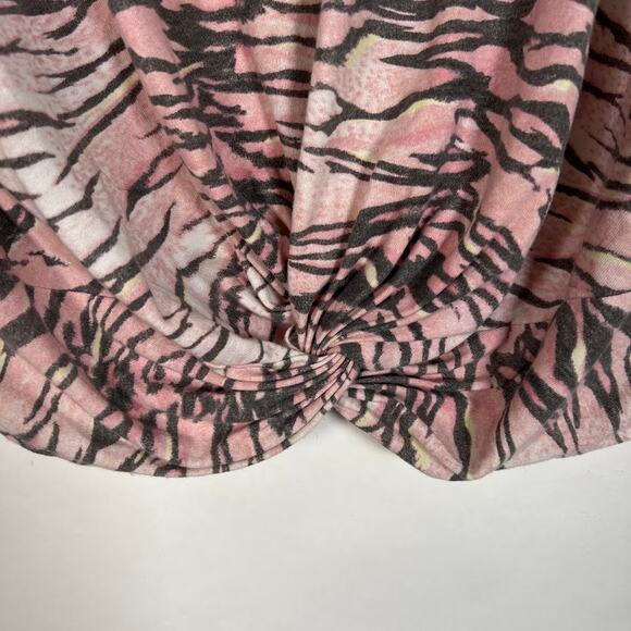 Allsaints Women's Tygers Carme Long Sleeve T-Shirt M Pale Pink Knot Cropped - Picture 5 of 6